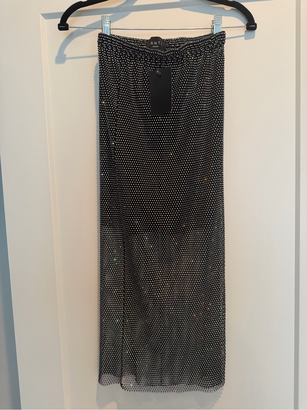 Santa Brands rhinestone embellished mesh skirt Black